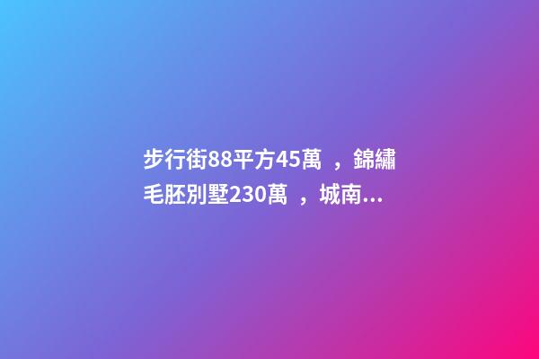 步行街88平方45萬，錦繡毛胚別墅230萬，城南自建房273平帶院165萬